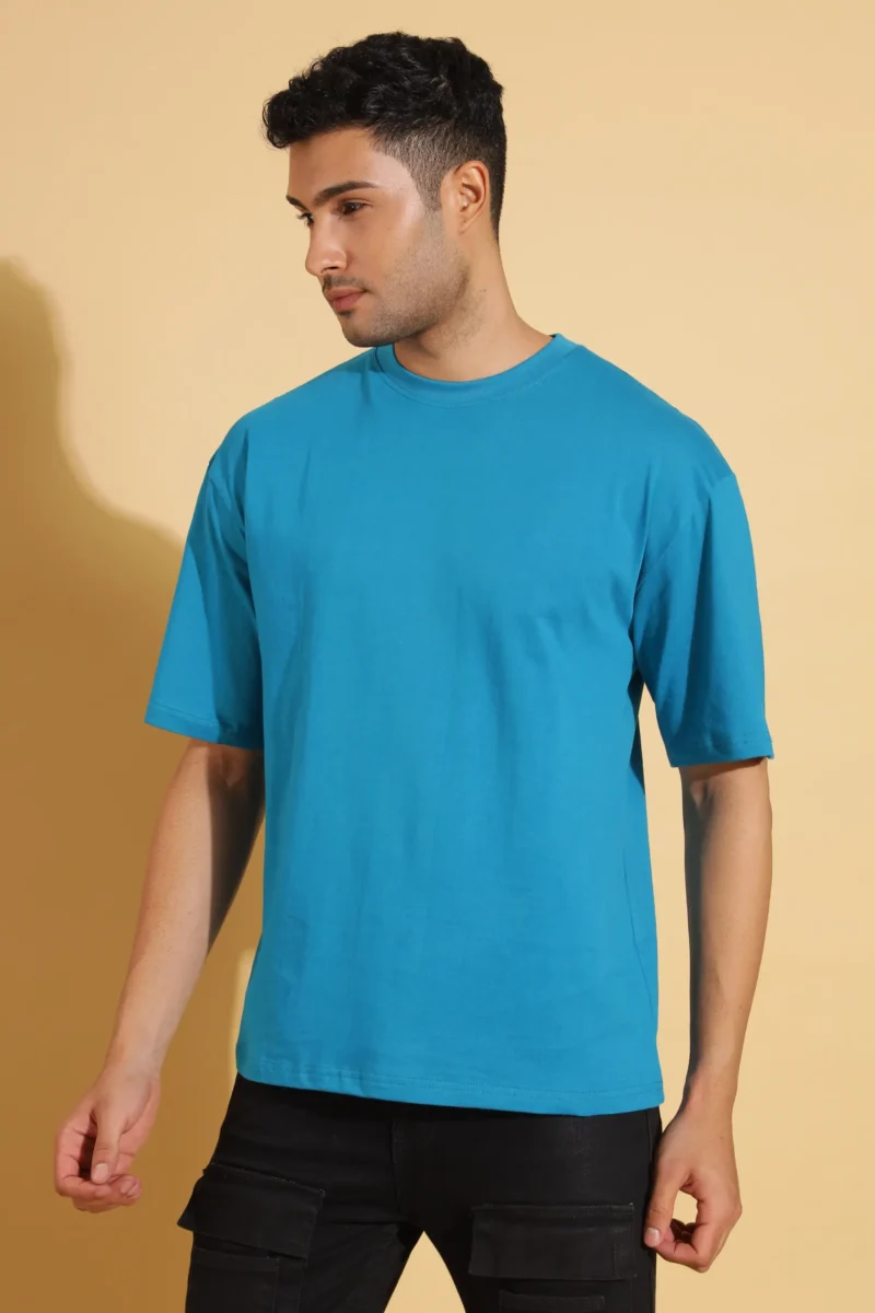 Electric Blue Oversized T-shirt for Men - Image 5